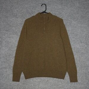 Bonobos Quarter Zip Sweater Mens L Brown Merino Wool Blend Mock Neck Pullover